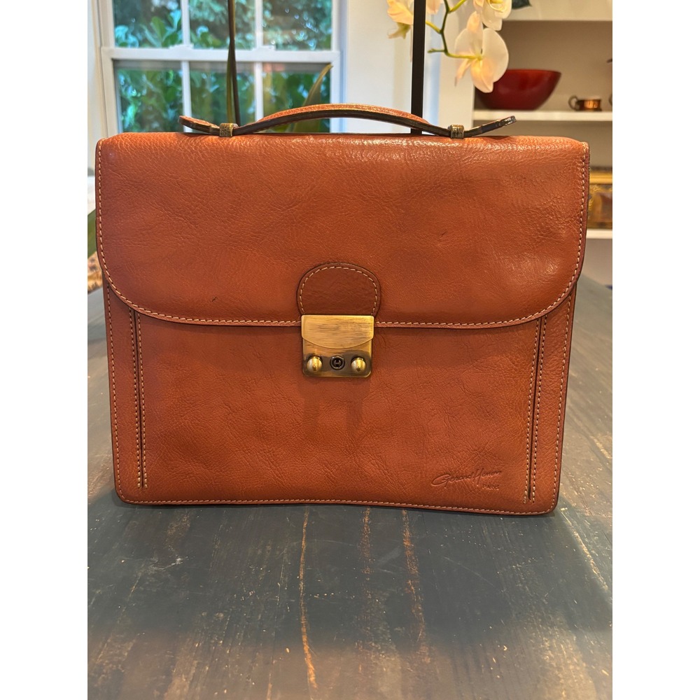 Gerard Henon Paris Brown Leather Briefcase Made in France Document Bag